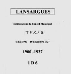 Délibérations du conseil municipal (6 mai 1900-10 novembre 1927).