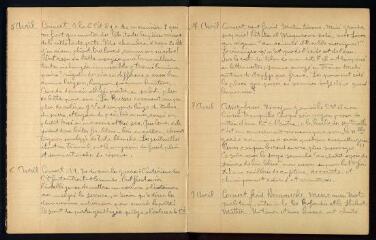 Fonds Charles Gueugnier (1878-....), soldat au 4e régiment de marche de zouaves (4e RMZ). - Journal manuscrit de captivité au camp de Merseburg (Saxe, Allemagne) : 4e cahier (1er avril - 31 octobre 1916), comprenant une photographie.