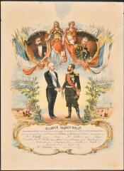 Affiche historique représentant l'alliance Franco-Russe proclamée le 26 Août 1897.