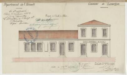 Façade l'école de filles dressé par l'architecte Perrier Charles. Montpellier, 7septembre 1883.