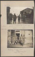 [La relève ! arrivée à Verdun le 3 novembre 1916]. Dernier soldat à droite : [Morin], 3e en partant de la droite : [Proust] / LAMBERT (de), Louis.