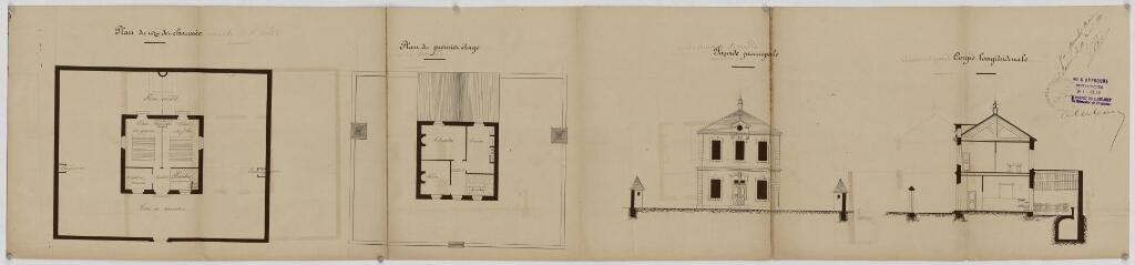 Construction d'une école mixte au hameau du Coulet : plans, élévation, coupe / dressé par l'architecte soussigné [signature illisible].