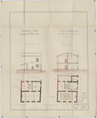 Projet d'agrandissement du logement de l'instituteur : plan du 1er étage, plan du rez-de-chaussée, coupe sur AB, façade sur la cour CD / dressé par l'architecte soussigné, [Montels]. – Montpellier, 15 janvier 1894.