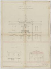Projet de mairie et d'écoles communales : élévations principale et latérale, coupe transversale / dressé par l'architecte soussigné [signature illisible]. – 1854.