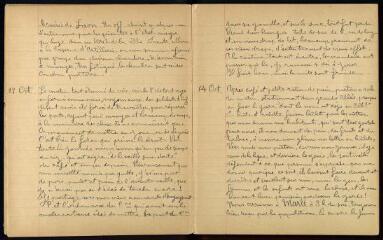 Fonds Charles Gueugnier (1878-....), soldat au 4e régiment de marche de zouaves (4e RMZ). - Journal manuscrit de captivité au camp de Merseburg (Saxe, Allemagne) : 1e cahier (12 octobre 1914 - 14 mars 1915), comprenant une photographie.