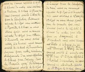 Fonds Adrien Gontran (1883-1918), infirmier à la 16e section d'infirmiers militaires (16e SIM), à la 15e section d'infirmiers militaires (15e SIM), au 126e régiment d'infanterie (126e RI), au 71e régiment d'infanterie (71e RI), puis au 173e régiment d'infanterie (173e RI) : carnet de guerre journalier manuscrit (23 novembre 1914 - 10 octobre 1915).