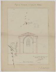 1 vue  - Projet de reconstruction de l\'église : coupe transversale / dressé par l\'architecte d\'arrondissement. – 1857. 2 O 102/4/4 (ouvre la visionneuse)