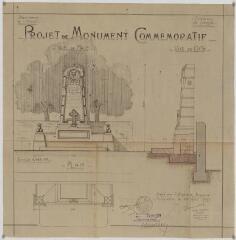 1 vue Projet de monument commémoratif : différentes vues et plan. 2 O 124/1/1