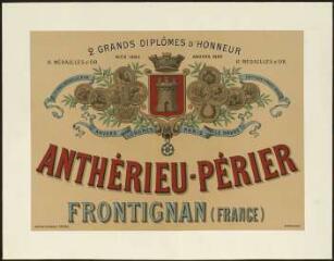 1 vue  - Anthérieu-Périer : Frontignan (France). [S.l.] : [s.n.], [entre 1930 et 1960] (Bordeaux : Imp. Wetterwald frères). 12 Fi 199 (ouvre la visionneuse)