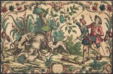 2 vues - Estampe représentant la chasse de la bête du Gévaudan (avril 1765). C 44-1 (ouvre la visionneuse)