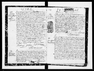 55 vues  - Baptêmes, mariages, sépultures (1705-1725, janvier) 1 MI EC 50/1 (ouvre la visionneuse)