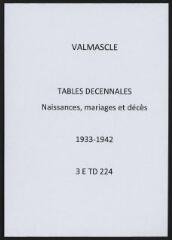 4 vues  - Tables décennales des naissances, mariages, décès 3 E TD 224 (ouvre la visionneuse)