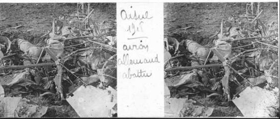 1 vue  - Aisne 1918, avion allemand abattu / [Anonyme]. 41 Fi 134 (ouvre la visionneuse)