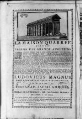 1 vue  - Reproduction d\'une page imprimée datant de 1689 : \' La maison carrée à présent l\'église des Grands Augustins\'. / [Anonyme] (ouvre la visionneuse)
